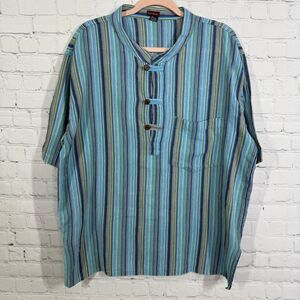 Namaste Shirt Cotton Shirt Men Plus Size XXL Multicolor Pullover Boho Hippie Top